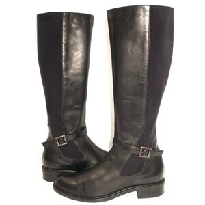 Aquatalia Black Leather Over the Knee Boots